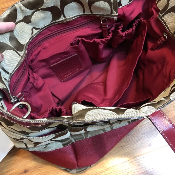 Coach Red & Brown Diaper Bag - Picture 7 of 8